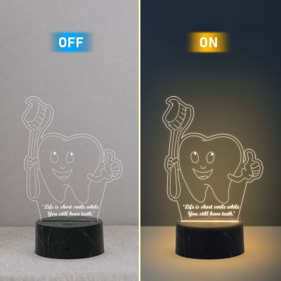 3D iIlusion Teeth Brush Night lamp with Warm White Colour Funny Dental Desk lamp